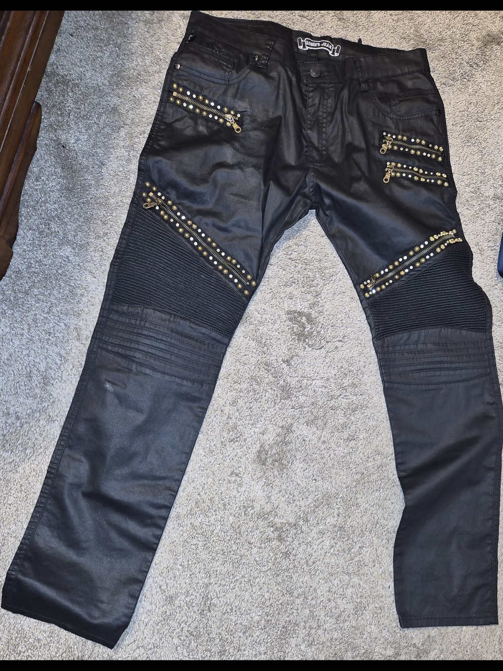 Robin's Jean Black Studded Biker Moto Jeans